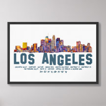 Skyline de Los Angeles. Nomes e coordenadas de áre