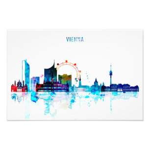 Foto Skyline de Viena, arte da aguarela de Áustria