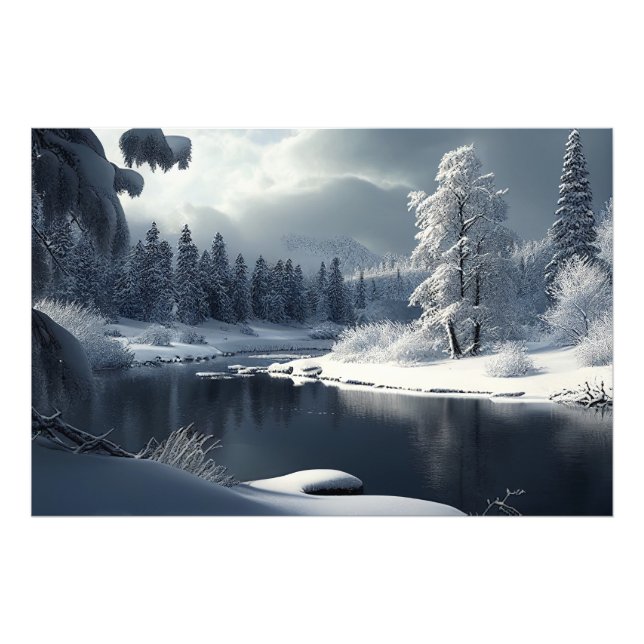 Foto Snowy river landscape: a winter idyll (Frente)