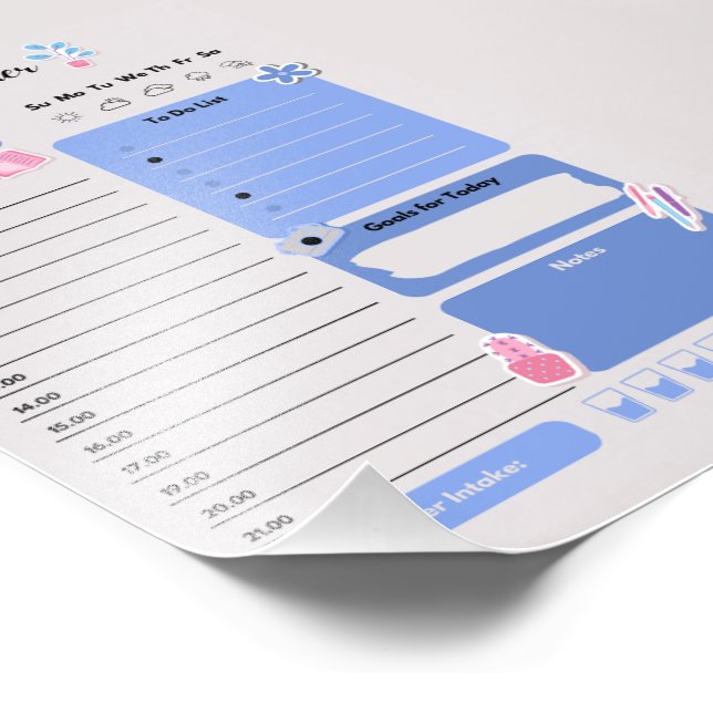 Foto Soft Blue Daily Planner with Mood & Water Track (Borda)