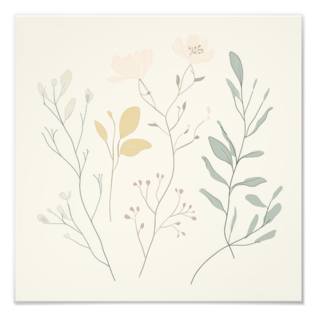 Foto Soft Botanical Poster – Minimal Pastel Floral (Frente)