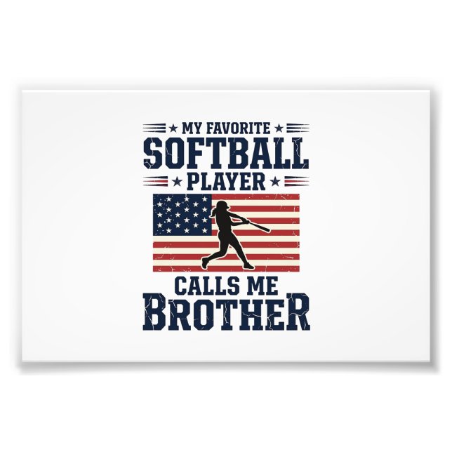 Foto Softball Brother Patriotic Vintage Engraving Shirt (Frente)
