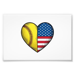 Foto Softbol EUA Bandeira Coração Design Vetorial Vinta