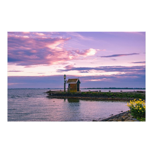 Foto Sol rosa sobre o lago (Frente)