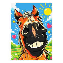 Foto Sorriso Engraçado de Cavalo Desenho Animado Arte d