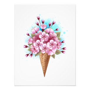 Foto Sorvete Waffle Rosa Sakura Cone