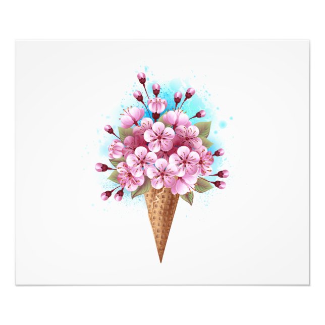 Foto Sorvete Waffle Rosa Sakura Cone (Frente)