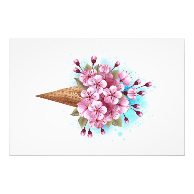 Foto Sorvete Waffle Rosa Sakura Cone (Frente)