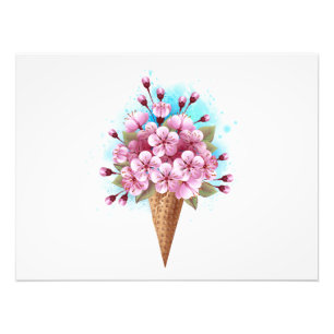Foto Sorvete Waffle Rosa Sakura Cone
