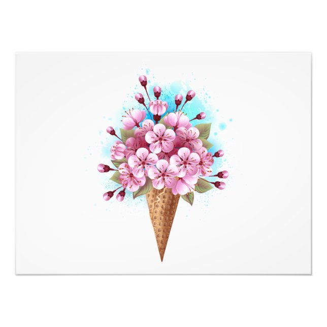 Foto Sorvete Waffle Rosa Sakura Cone (Frente)