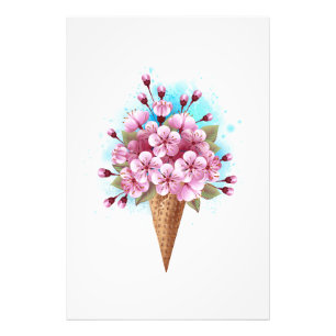 Foto Sorvete Waffle Rosa Sakura Cone