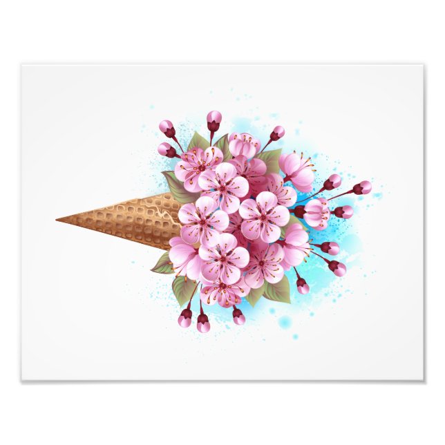 Foto Sorvete Waffle Rosa Sakura Cone (Frente)