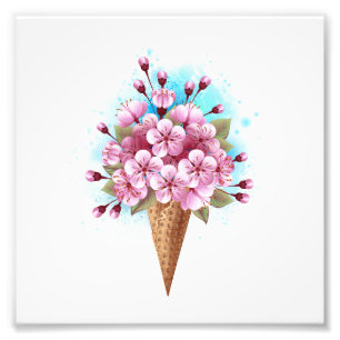 Foto Sorvete Waffle Rosa Sakura Cone