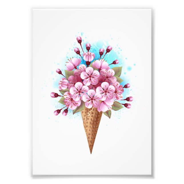 Foto Sorvete Waffle Rosa Sakura Cone (Frente)