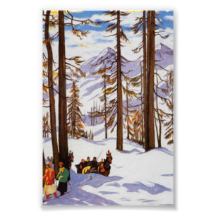 Foto St. Moritz Vintage Skiers Elegância Alpina Arte