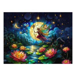 Foto Stained Glass Moonlight Flight Fairy 