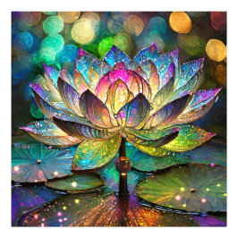 Foto Stained Glass Vibrant Lotus Flower