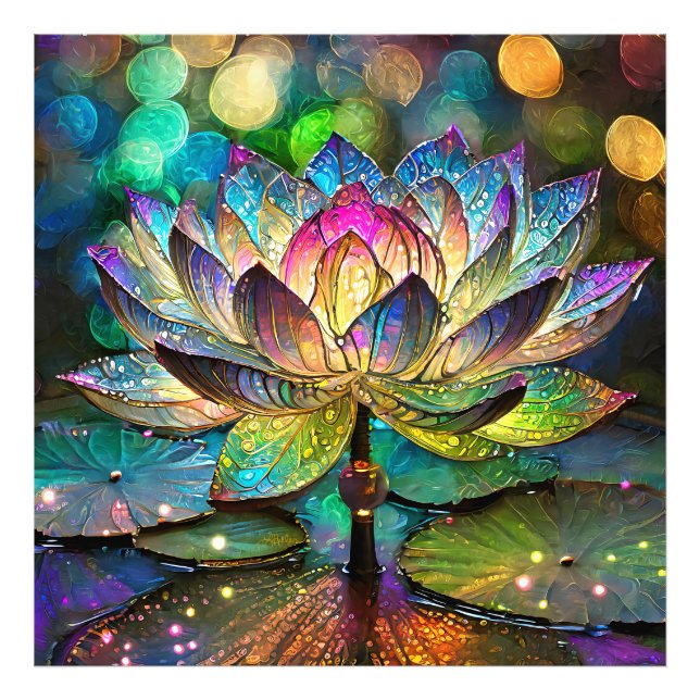 Foto Stained Glass Vibrant Lotus Flower (Frente)