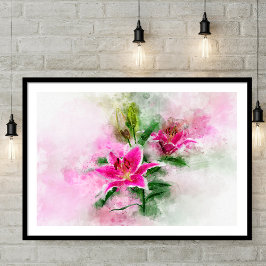 Foto Stargazer Lily Flor Watercolor - wb 02