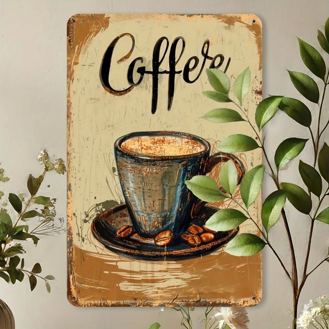 Foto Steaming Coffee Vintage Metal Sign (Criador carregado)