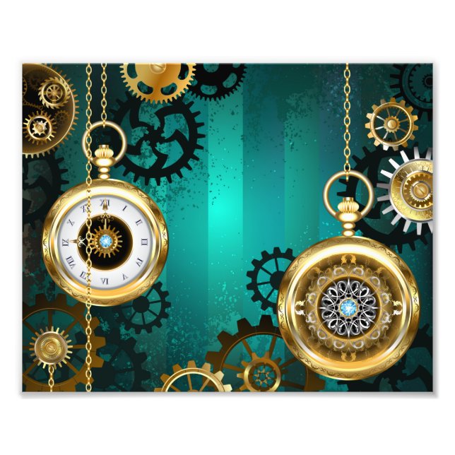 Foto Steampunk Jewelry Watch em um fundo verde (Frente)