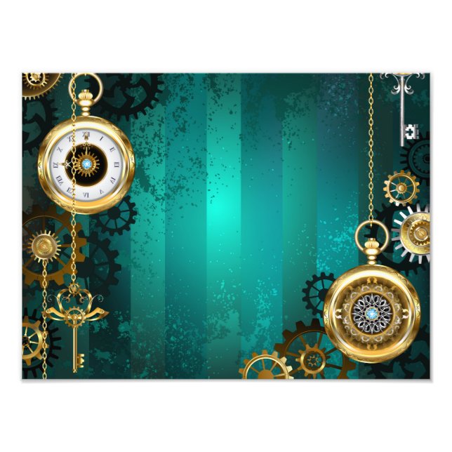 Foto Steampunk Jewelry Watch em um fundo verde (Frente)