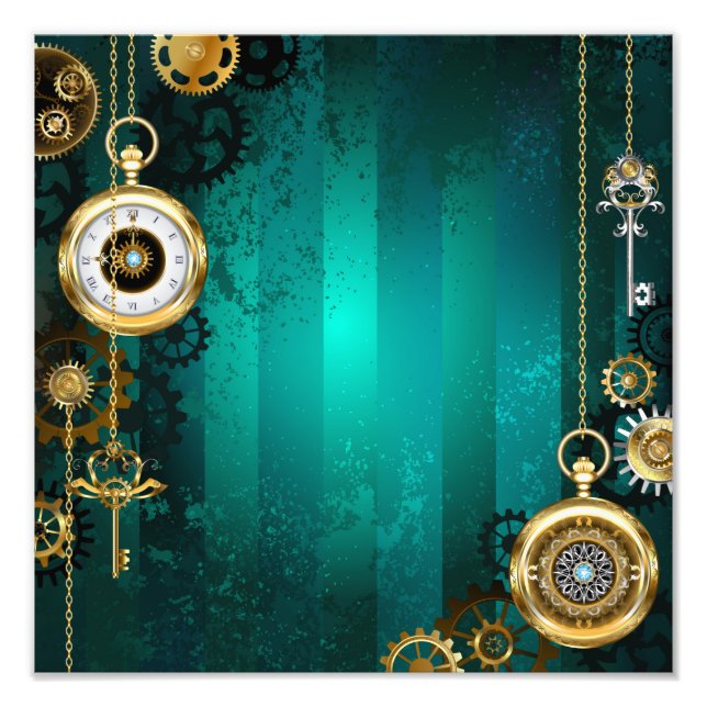 Foto Steampunk Jewelry Watch em um fundo verde (Frente)