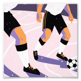 Foto Stylized Football Players Dribbling a Soccer Ball