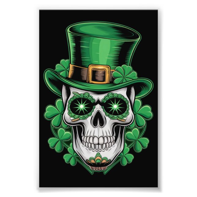 Foto Sugar Skull Rua Patrick Day Lucky Shamrock (Frente)