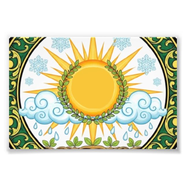 Foto Sun and Rain Nature Cycle Botanical Emblem ART (Frente)