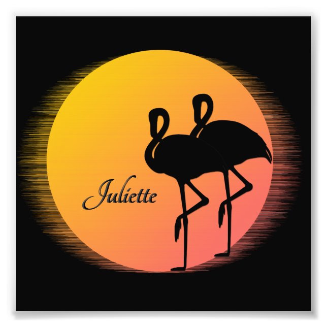 Foto Sunset Flamingos Pessoal com Nome (Frente)