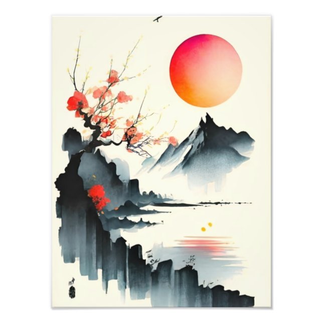 Foto Sunset Japonês sobre os Blossomas de Cereja (Frente)