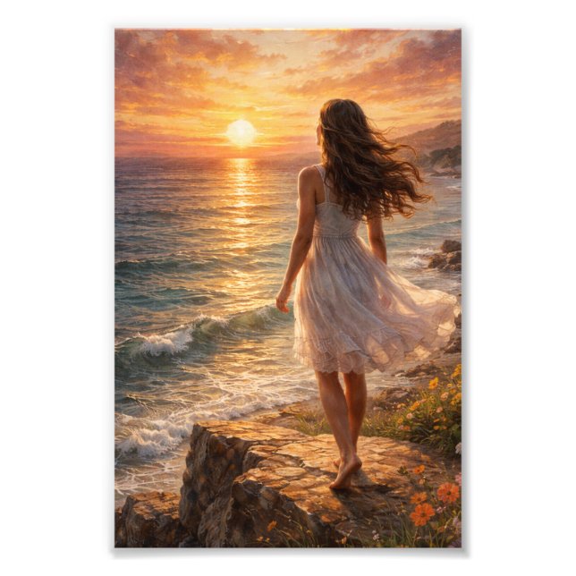Foto Sunset Ocean Aesthetic Photo Enlargement (Frente)