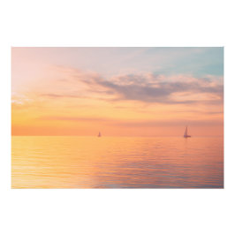 Foto Sunset Sailboats Calm Ocean Horizon Glow