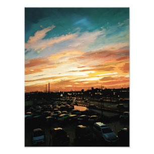Foto Sunset Vibrante sobre paisagem urbana e estacionam