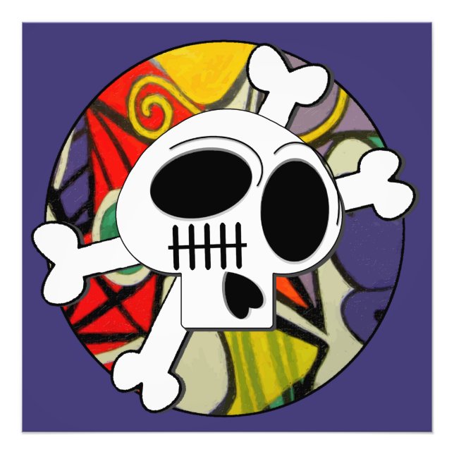 Foto Surrealismo Gótico Kawaii Caveira e Crossbones (Frente)