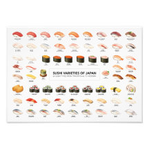 Sushi Varieties of Japan Poster – 65 Sushi Chart フ