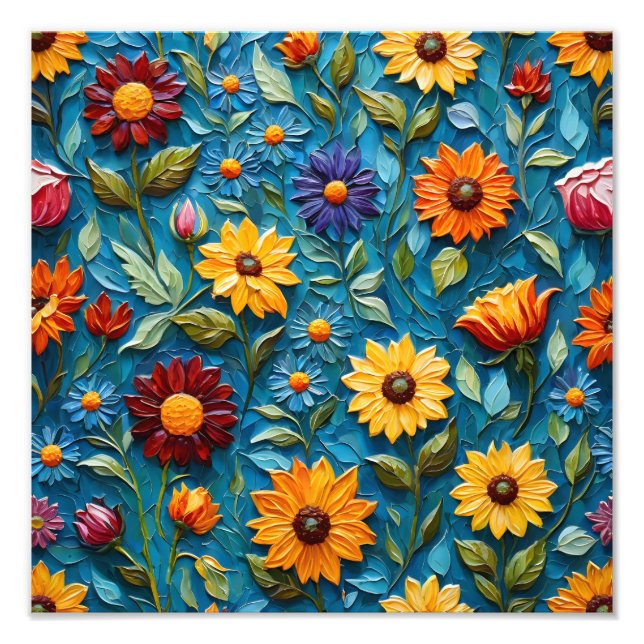Foto Tapeçaria Floral Vibrante (Frente)