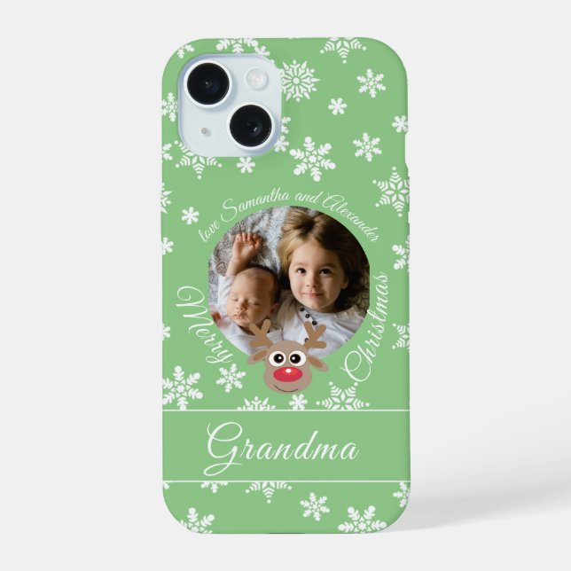 Foto: Teal Christmas White Script Reindeer (Verso)