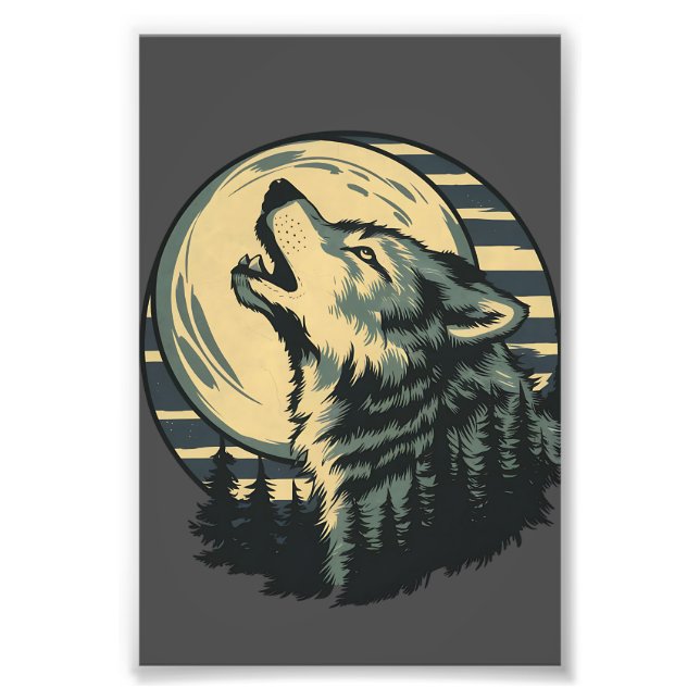 Foto Teal Howling Wolf Moon Art (Frente)