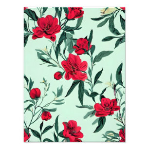 Foto Tela Floral Vermelha Vibrante Impressão