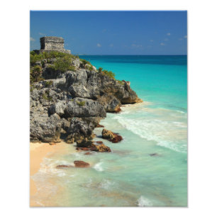 Foto Templo maia e mar das caraíbas
