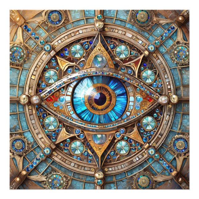 Foto Terceiro Olho - Mandala Azul Turquesa Dourado (Frente)