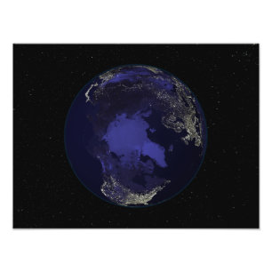 Foto Terra completa na noite que mostra as luzes 5 da