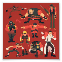TF2 Memória mercenários impressão de arte pequena