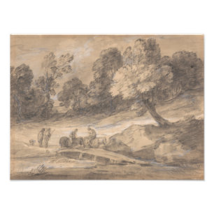 Foto Thomas Gainsborough - Paisagem arborizada com Figu