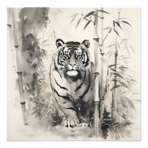 Foto Tiger Bamboo Ink Painting