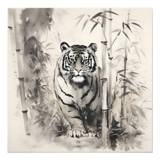 Foto Tiger Bamboo Ink Painting (Frente)