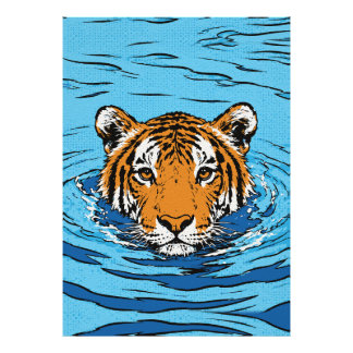 Foto Tigre na Água – Retrato de Vida Selvagem Pop Art