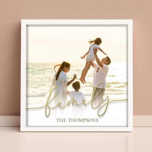 Foto Tipografia Simples da Família Script de Caligrafia (Simple gold family calligraphy script photo print.)